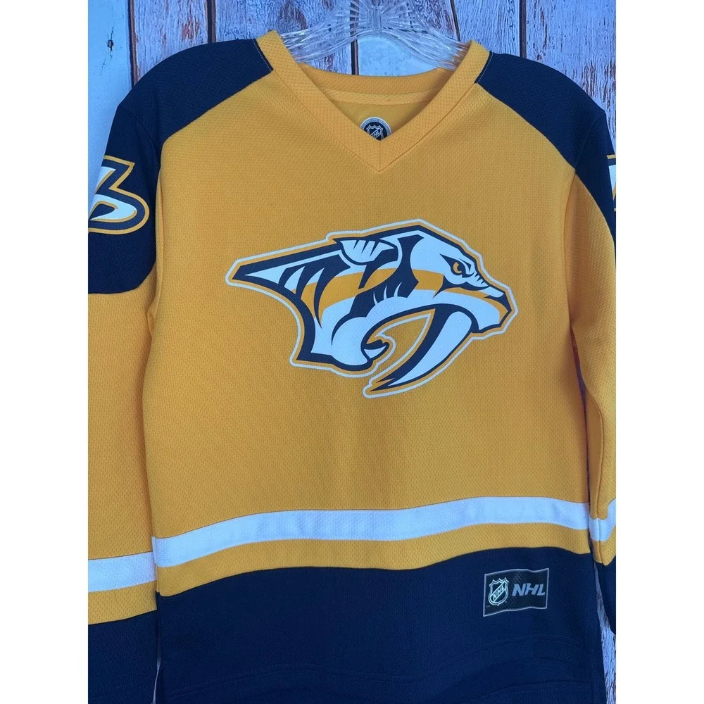 NHL Nashville Predators PK Subban 76 Youth Jersey Gold Navy‎ Blue Size M 8-10